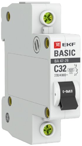 Выключатель автоматический EKF Basic ВА47-29 1п 32А C 4.5кА картинка